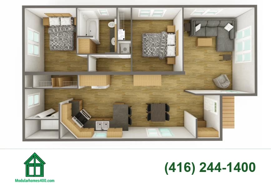 Paisley floor plan — 972 sq ft, 2 bedrooms, 1 bath