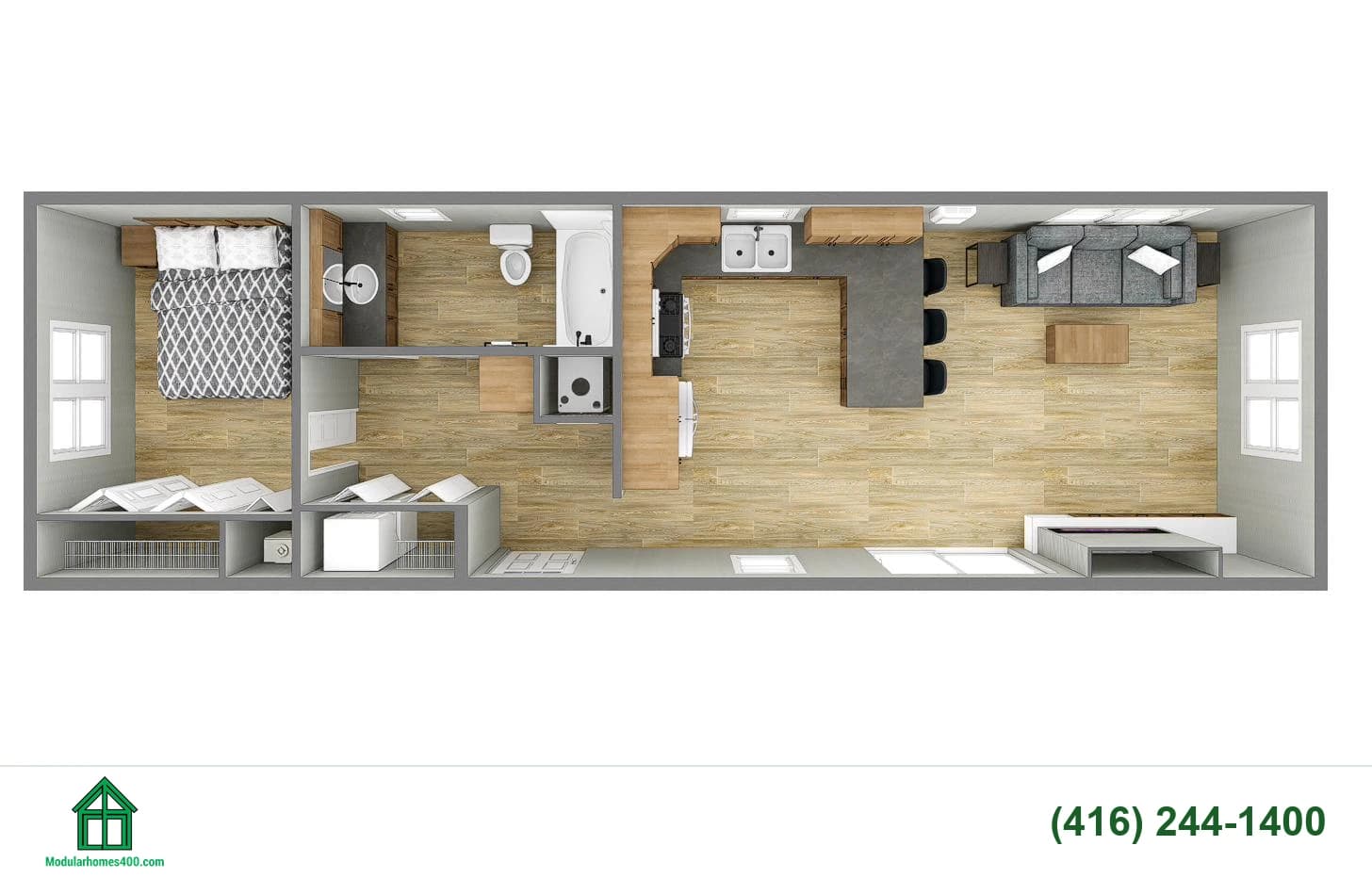 Parkdale floor plan — 648 sq ft, 1 bedrooms, 1 bath