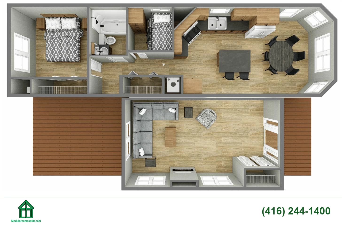 Pasadena floor plan — 872 sq ft, 2 bedrooms, 2 bath