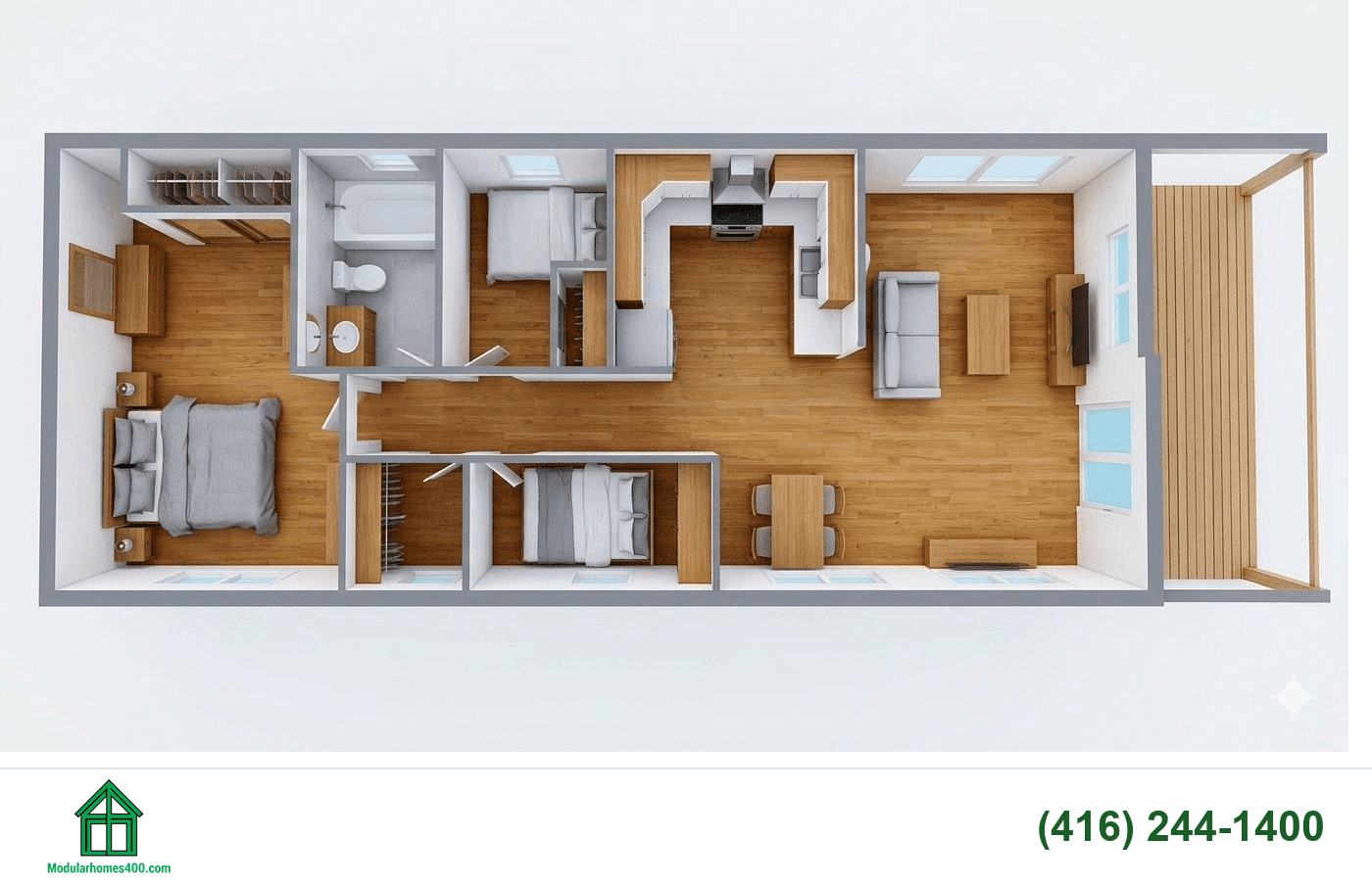 Pitlochry floor plan — 560 sq ft, 2 bedrooms, 1 bath