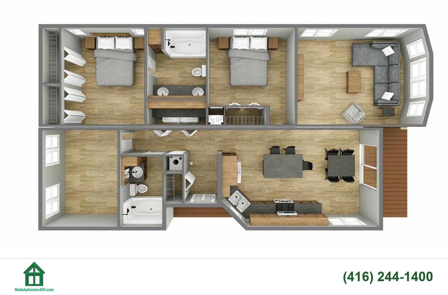 Princeton floor plan — 1,230 sq ft, 2 bedrooms, 2 bath