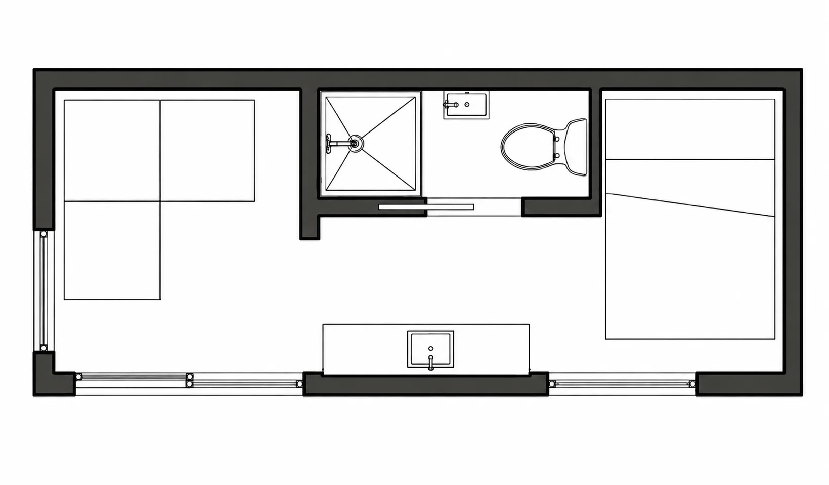 Kubie 160 sample floor plan — 160 sq ft